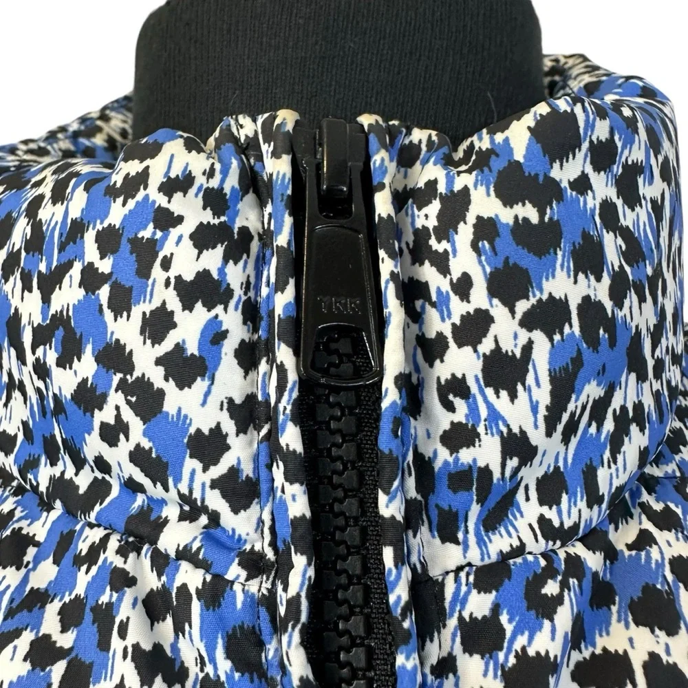 J. Crew Factory S Blue Black Animal Print Puffer Vest